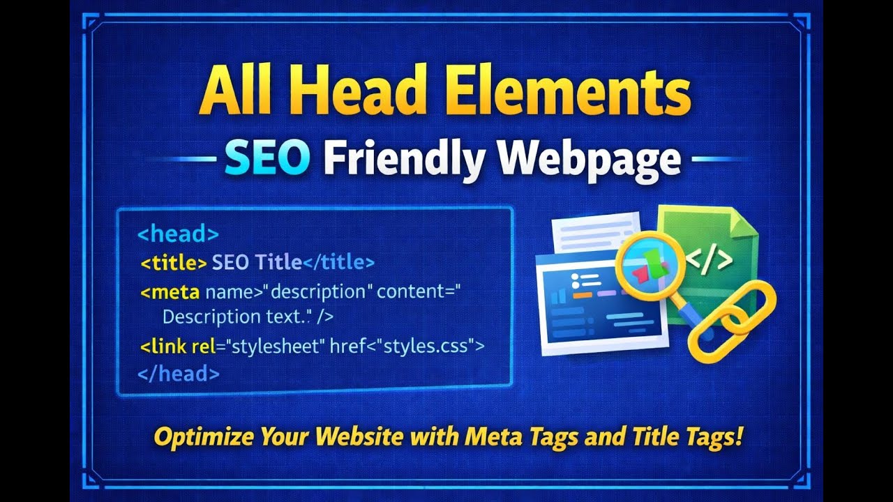 All Head Elements in HTML | Create SEO Friendly Webpage | HTML Tutorial for Beginners