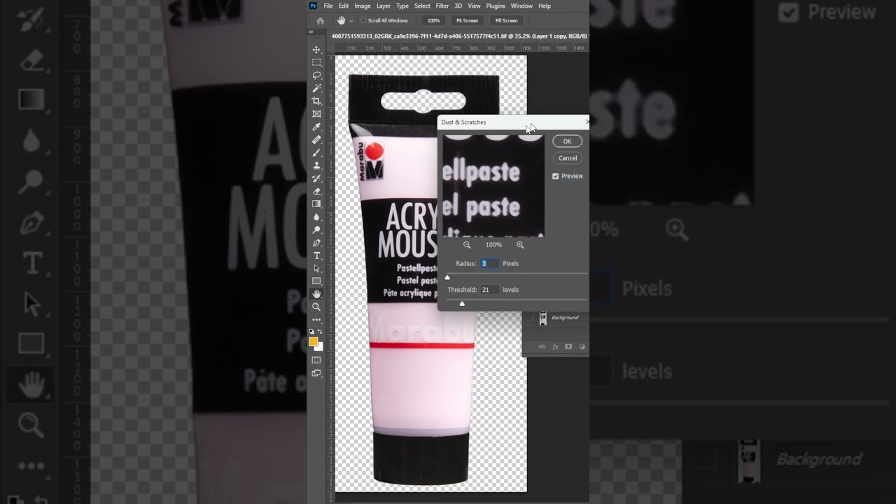 How to remove dust. Product retouch with Photoshop | YouTube Shorts |