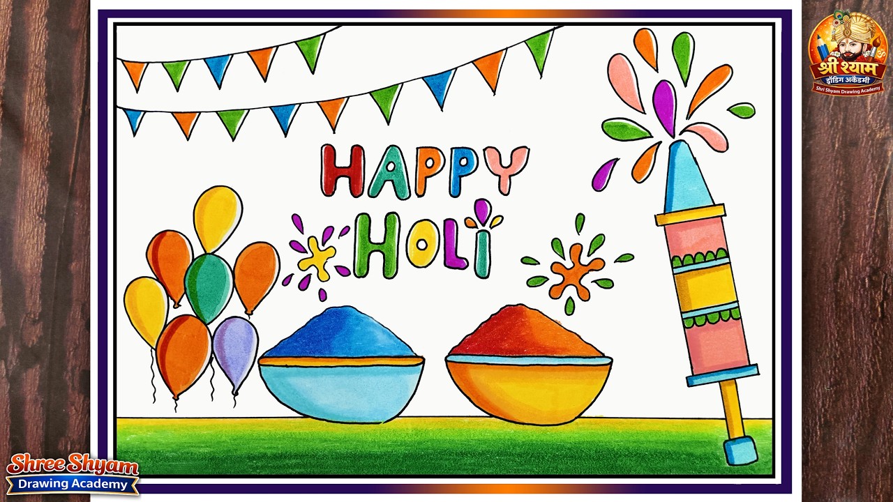 Easy Holi Drawing | Beautiful Holi Festival Drawing