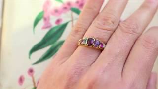 Late Victorian REGARD Acrostic Ring 15k Gold with Ruby Emerald Garnet Amethyst Diamond Tourmaline