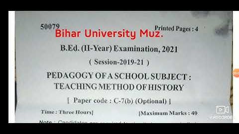 Bihar university B.Ed.2nd year Question 2021(2019-2021) B.R.A.B.U.Muz.