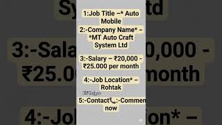 Auto Mobile Mt Craft #jobopportunity #education #jobsearch #jobs #viralpos #FitterWelder #spotjobs