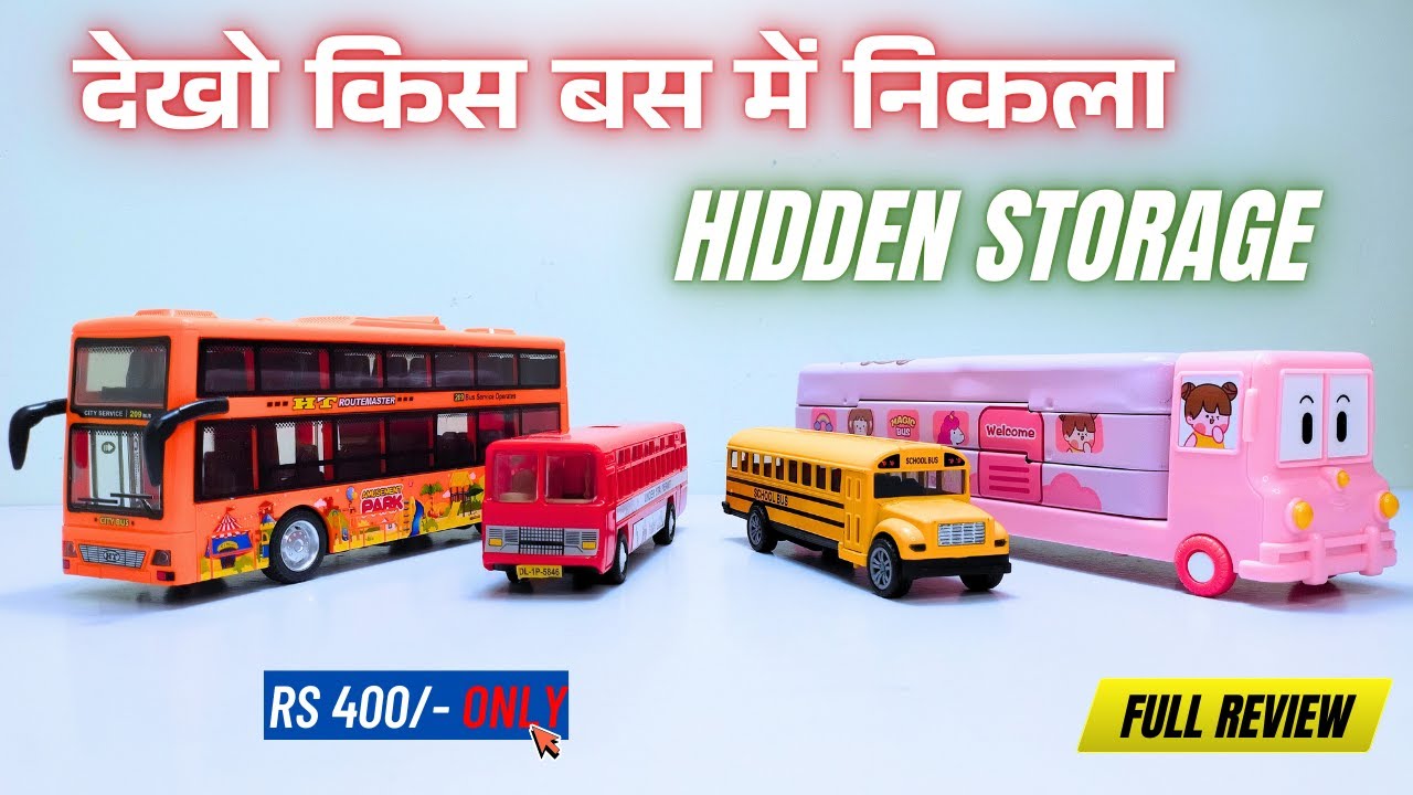 School Bus, City Bus, Tourist Bus & Pen Storage Bus Unboxing & Review | Multi-Feature Toy Bus