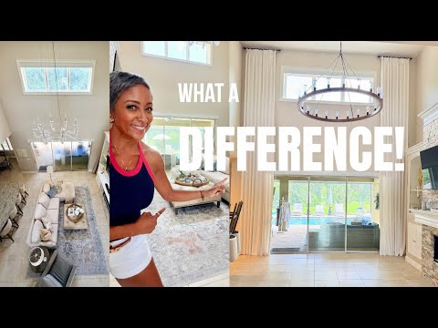 Family Room Makeover 2026 | The DRAMATIC Difference Lighting & Drapes Can Make!