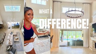 These 2 Changes TRANSFORMED My Family Room 20-FT Drapes New Lighting