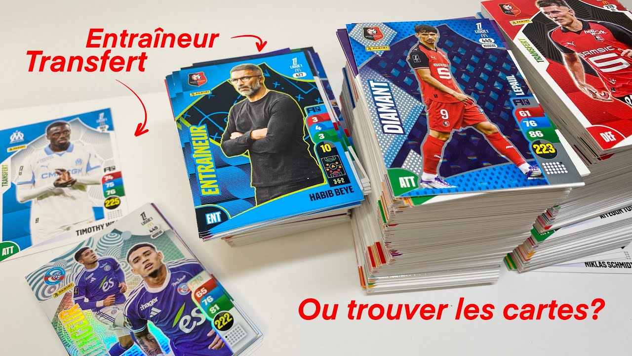 Cartes ENTRAÎNEUR et TRANSFERT Adrenalyn XL ligue 1