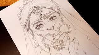 Beautiful bengali bride drawing tutorial Part 1