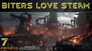 BITERS LOVE STEAM Lets Play Factorio Space Exploration Ep 7