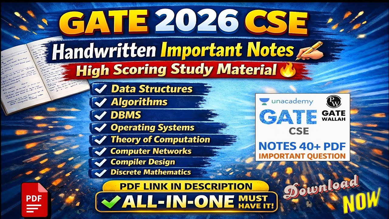 GATE 2026 CSE Handwritten Notes | Download Now | Free Pdf | Study material