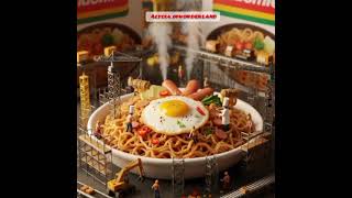 make indomie with tiny workers #miniatures #shorts#miniaturefood #indomie