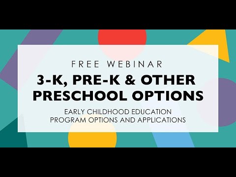 Slides from this webinar are available online at: https://bit.ly/3hYfToXFamilies of children born in 2018 have until March 18th to apply for Pre-K for All, and families of children born in 2019 have until April 14th to apply for 3-K. We discussed the New York City Department of Education's 3-K & Pre-K for All programs, how to apply to these programs, and other early childhood program options for NYC children from birth to age five. We also reviewed additional rights of students in temporary housing, students in foster care, students with disabilities, and other special populations {WEBINAR} 3-K, Pre-K, and Other Preschool Options