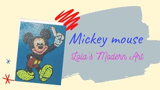 Dot Art .. How to paint Mickey Mouse on canvas - Lola's modern dot art