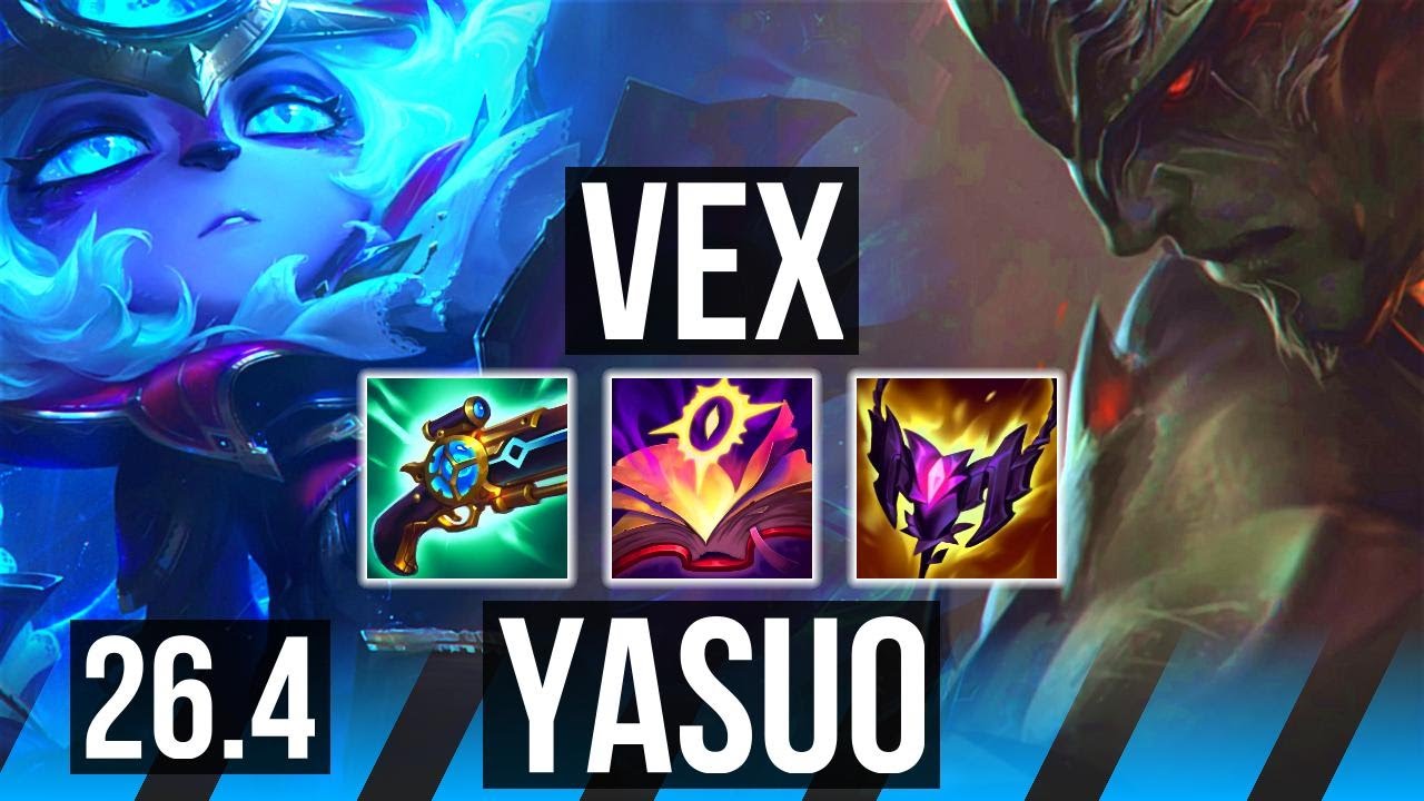 VEX vs YASUO (MID) | Good KDA: 19/1/9, 7k gold comeback, 42K damage | KR Master | 26.4