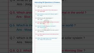 Interesting GK Questions and Answers in English | GK Questions in English short #shorts