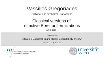 Vassilios Gregoriades - Classical versions of effective Borel uniformizations
