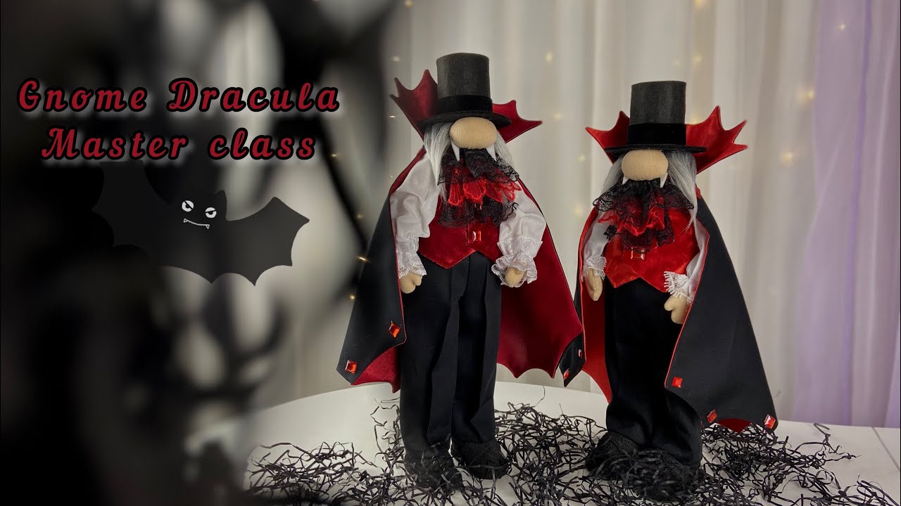 Scandinavian Gnome Dracula Count Dracula decor present for Halloween creepy halloween decor