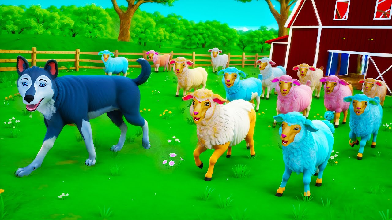 Colorful Sheep Farm Diorama 🌈🐑 Funny Animal Adventures
