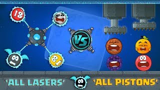 Red Ball 4 - All Lasers Vs All Pistons Killed & Crushed All Balls