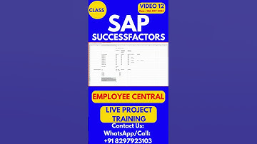 SAP SuccessFactors EC Training Online Tutorial Class 12 18th OCT 2025 #sapsuccessfactorstraining