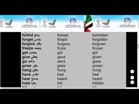 تصريف الافعال في الماضي وتصريف الثالث   