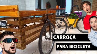 Carretinha/Carroça para Bicicleta de Madeira
