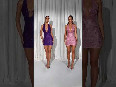 Meet Mabella🥀 Our Heart-Detail Cowl-Neck Mini Dress in Pink💕 & Purple💜 #fashion #style #shorts