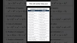 Memorize These Algebra Formulas Fast #maths #mathstricks #tips