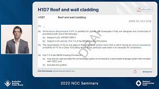 2022 NCC Seminars: Volume Two - Roof and wall cladding