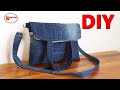 DIY DENIM AND SHIRT CROSSBODY WITH FOLDOVER FLAP TOTE BAG SEWING TUTORIAL | DENIM BAG MAKING AT HOME