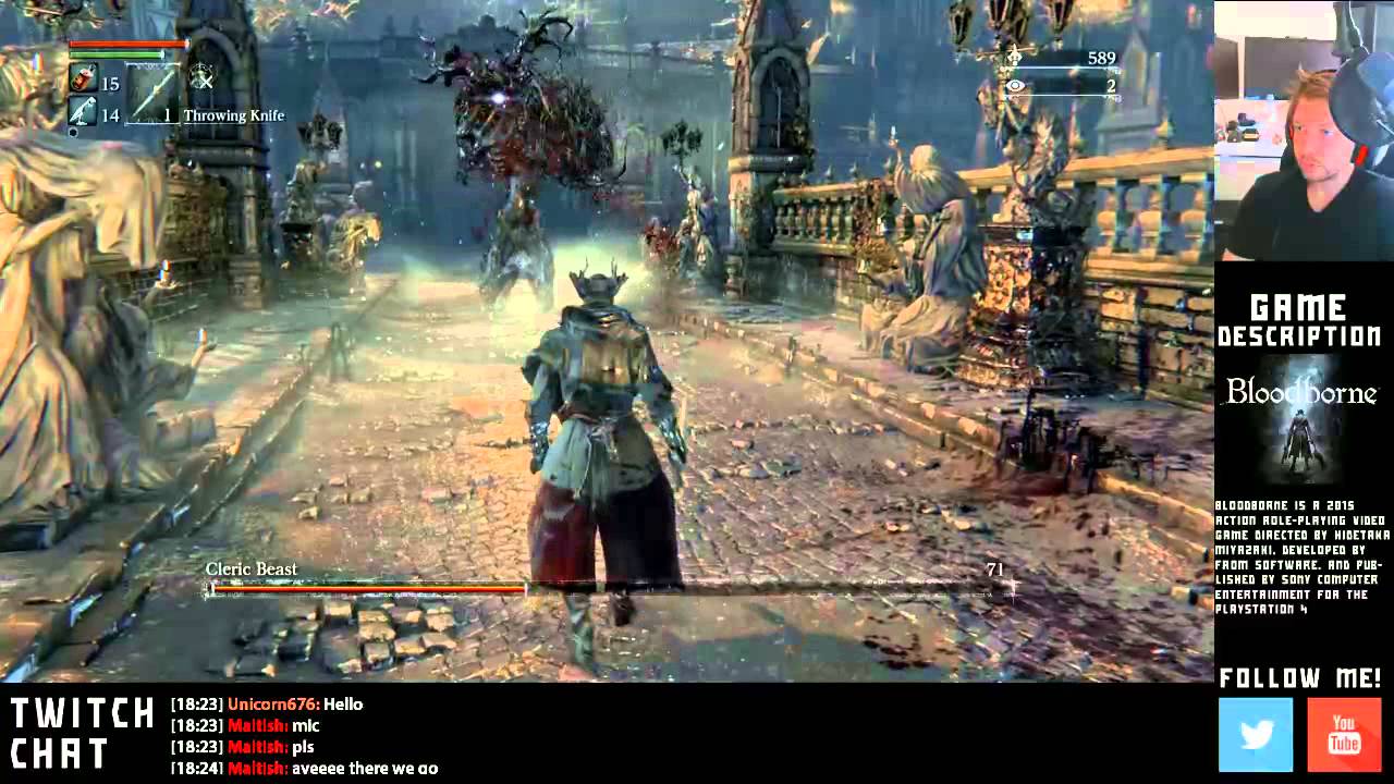 Bloodborne Cleric Boss Throwing Knife Visceral Finisher! YouTube