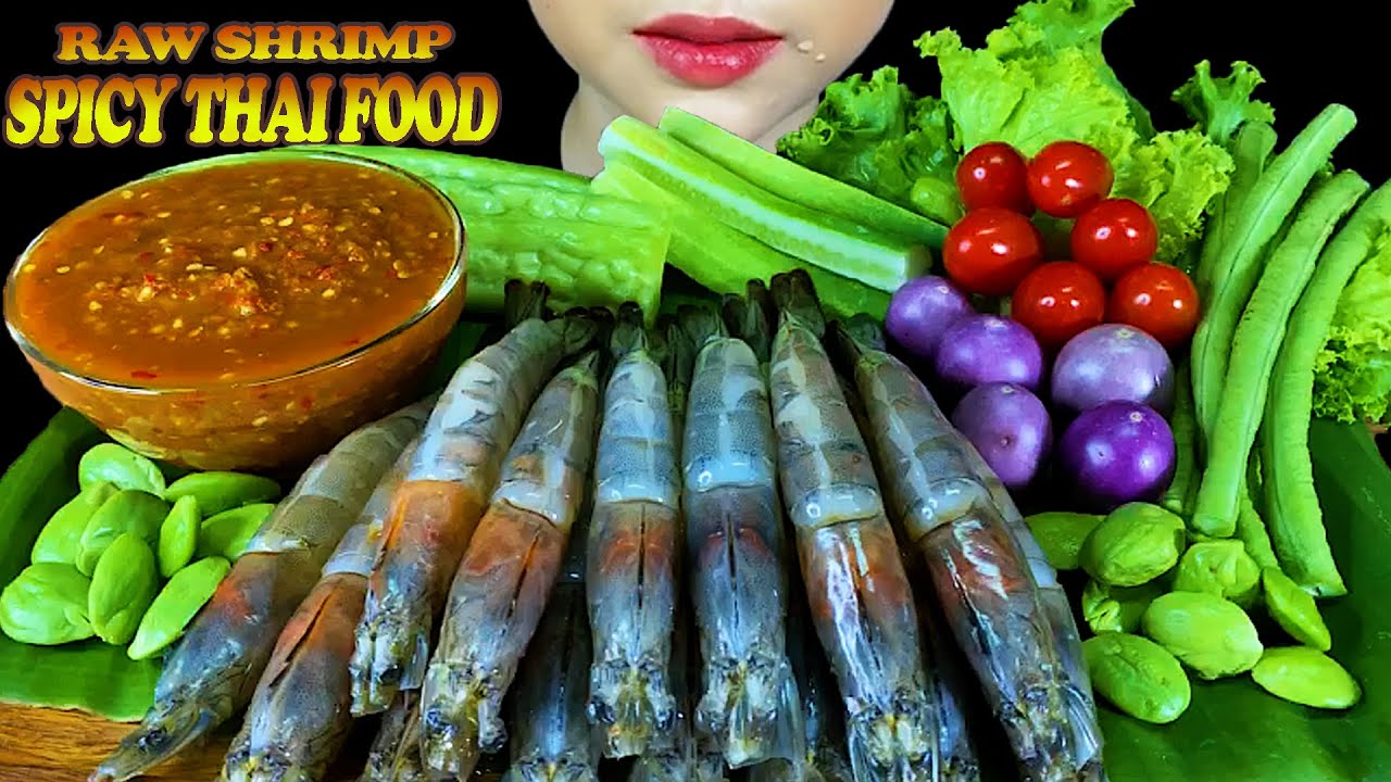 MUKBANG EATING RAW SEAFOODRAW SHRIMP & SPICY THAI CHILI SAUCE YouTube