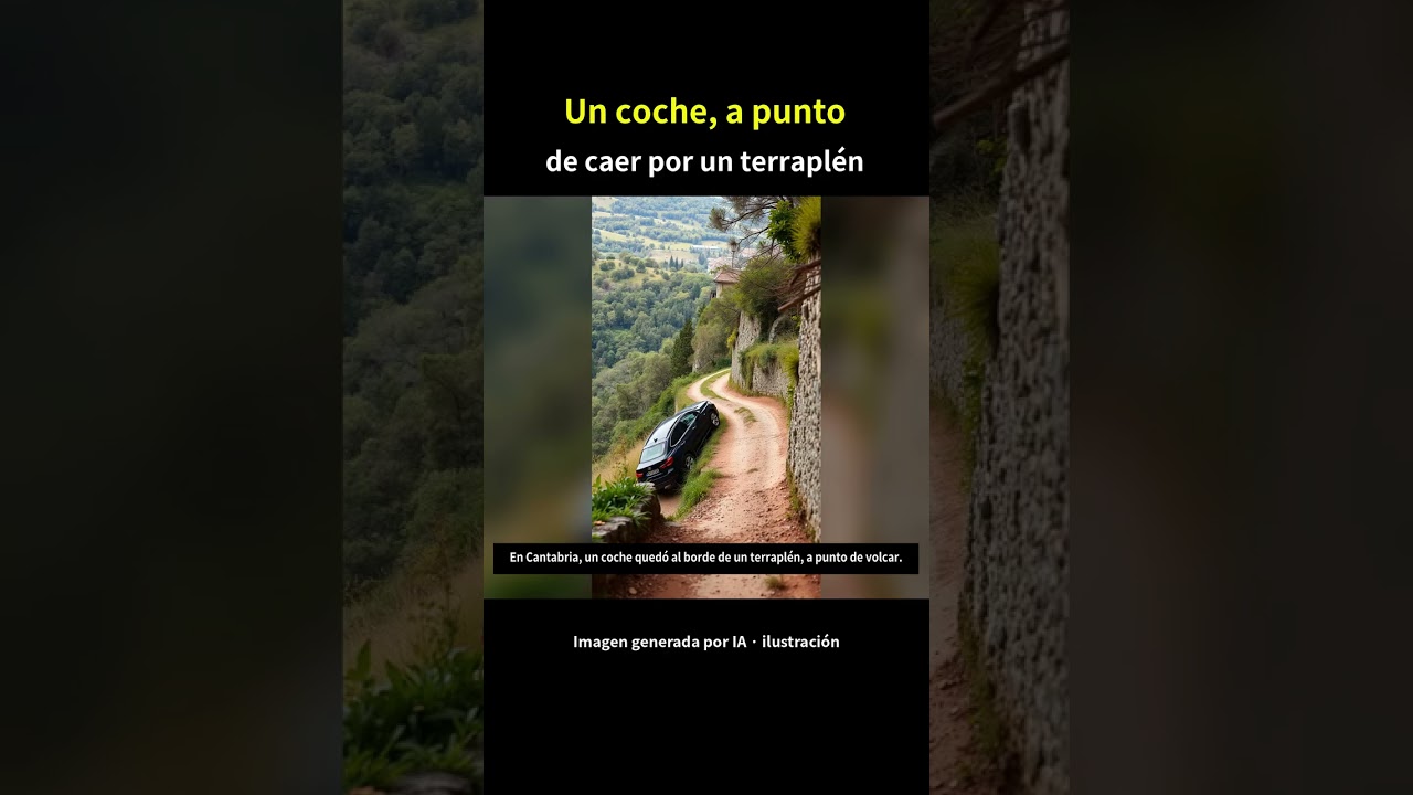 Un coche, a punto de volcar por un terraplén en Liébana: así lo rescataron los bomberos