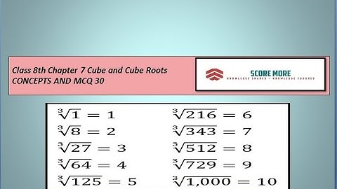 CLASS 8th Chapter 7 Maths CUBE AND CUBE ROOTS CONCEPTS AND MCQ 30