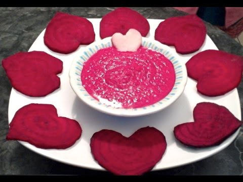 Healthy Beet root hearts for Valentines Day with a Veggie Dip/salad dressing