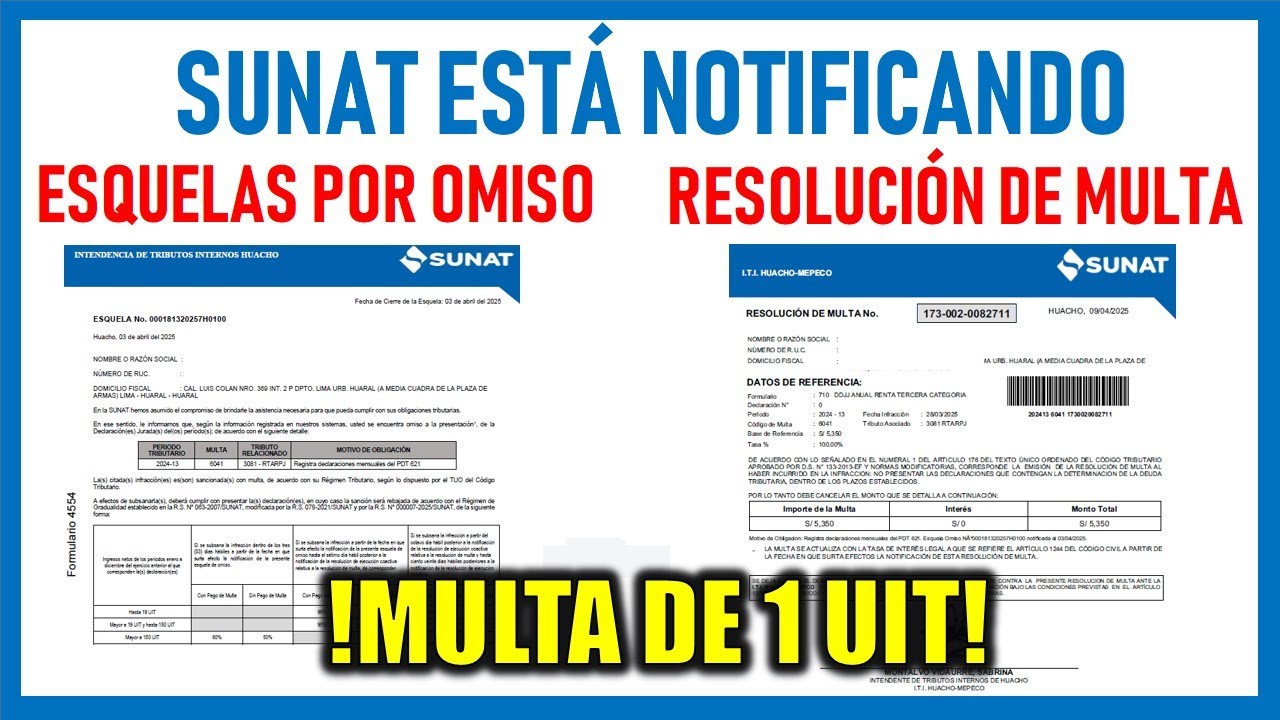 DECLARACIÓN ANUAL 2024: SUNAT ESTÁ NOTIFICANDO ESQUELAS POR OMISO Y RESOLUCIONES DE MULTA