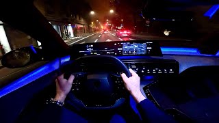 Driving New Peugeot 5008 48V Hybrid 2025 At Night - Pov Drive Impressive Futuristic Interior