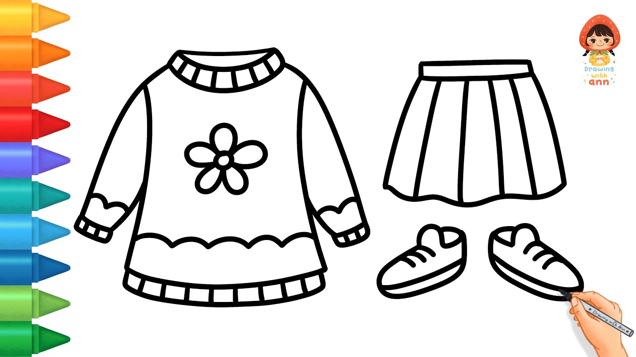 How to Draw Cute Sweater, Skirts, and Shoes, Step by Step Easy to ...