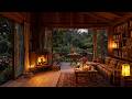 Soothing Jazz Crackling Fireplace In Cozy Cabin Retreat Rainfall Garden View For Relaxation Soothing Jazz Crackling Fireplace In Cozy Cabin Retreat Rainfall Garden View For Relaxation