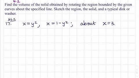 Solids of Rotation, the Disk/Washer Method. Stewart Calculus ET 8th Ed. 6.2 #17