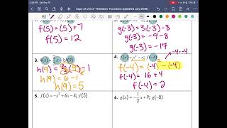 Information Unit 3.4 Notes: Function Notation (Gina Wilson) Update