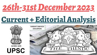 26th-31st December 2023- The Hindu Editorial Analysis+Daily General Awareness by Harshit Dwivedi