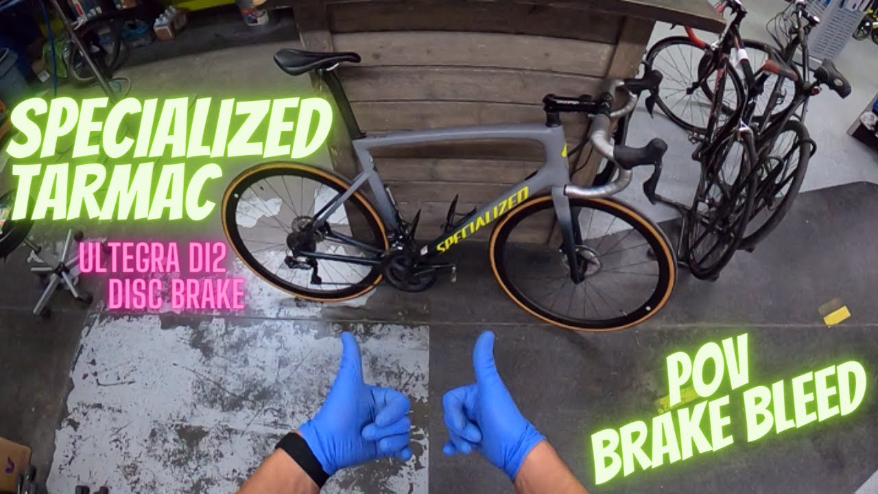 Specialized Tarmac Ultegra Di2 Disc brake bleed POV bike repair YouTube