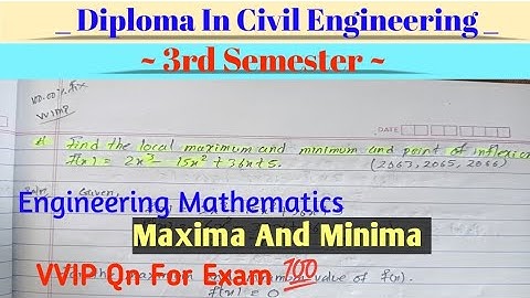 3rd Semester Engineering Mathematics Imp Model Qn From Maxima And Minima 🔥💯 #ctevt #diploma