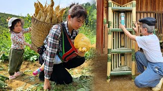 Single mother: Digs up radishes to sell - Grandfather makes shelves to store things | Ly Phuc Binh