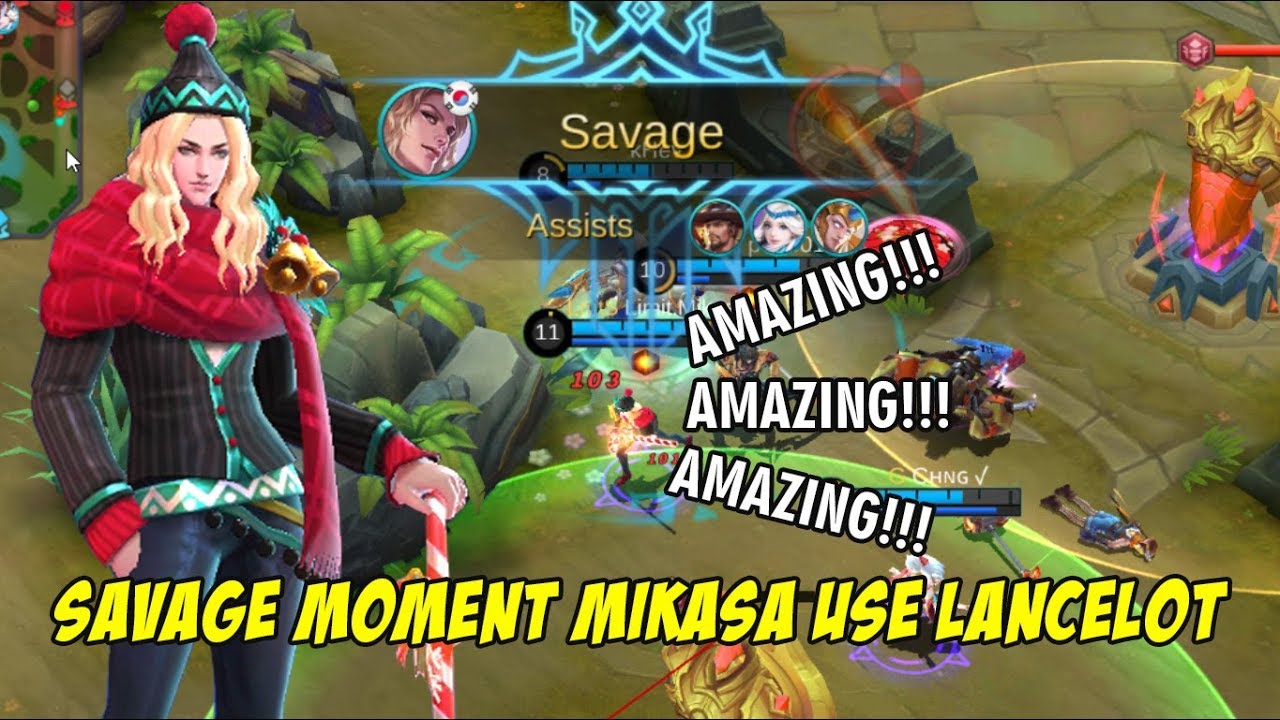 Amazing SAVAGE Lancelot di Pake Mikasa Skill 1 Gak Ada Habis nya COY !!!