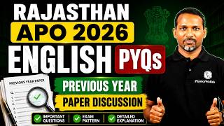 Rajasthan APO Prelims 2026 | ENGLISH PYQs | Previous Year Paper Discussion | Judiciary By PW