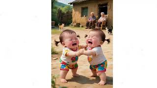 Cute Baby Girls Fighting