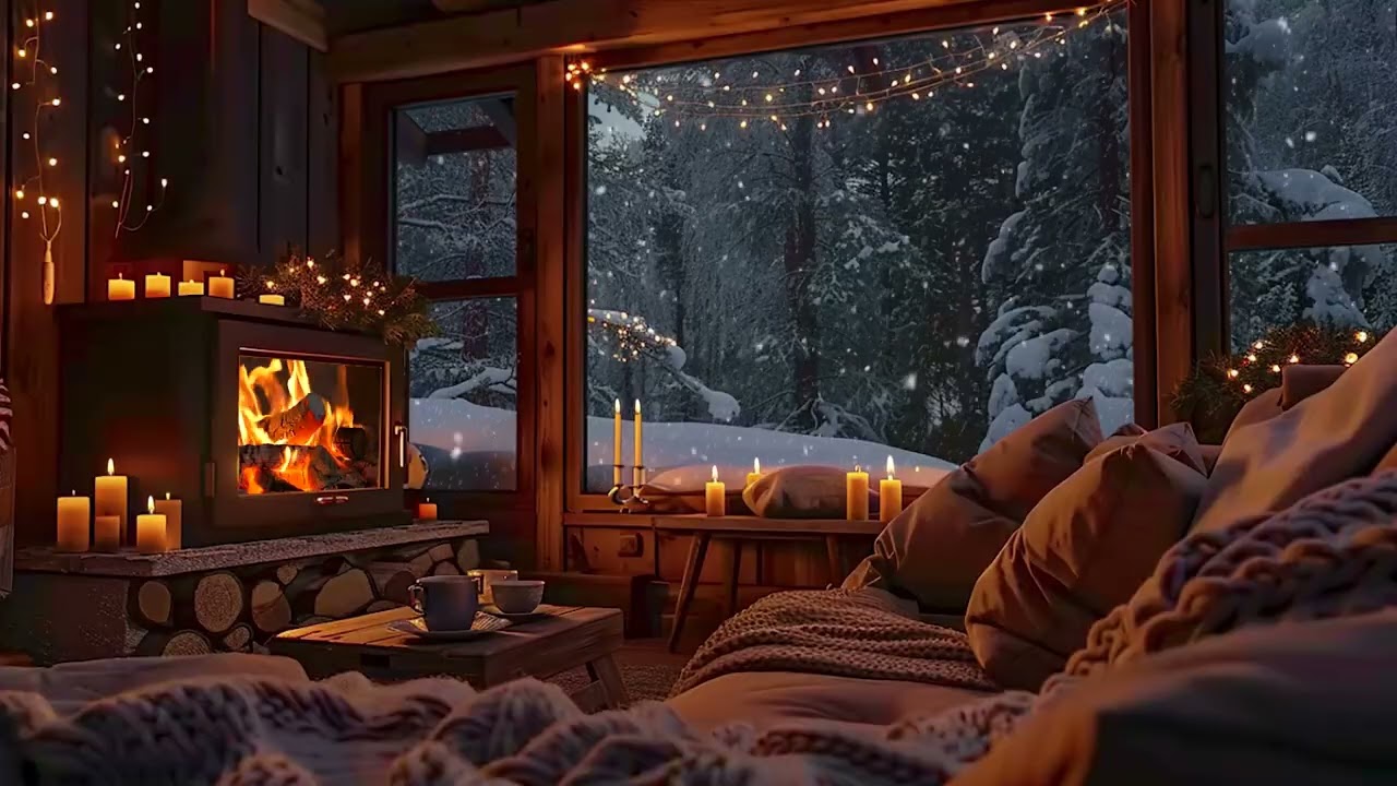 ❄️ Quiet Snow & Warm Hearth Glow | Peaceful Winter Night for Deep Sleep