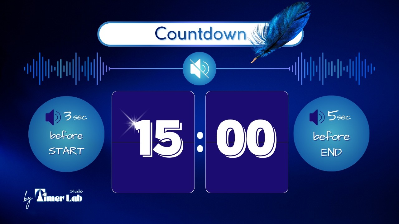 15 Minute Countdown | 🔵 Deep Blue Timer | Beep at Start & End - YouTube