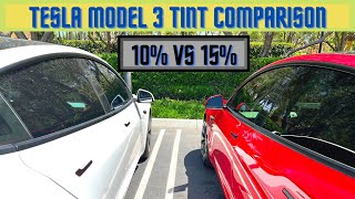 2022 Tesla Model 3 Tint Comparison 15% vs 10%  What % And Other Factors to Consider!